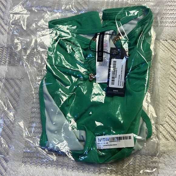 PRETTY LITTLE THING - Plus Green Hammered Trim Bikini Bottoms - Picture 3 of 6